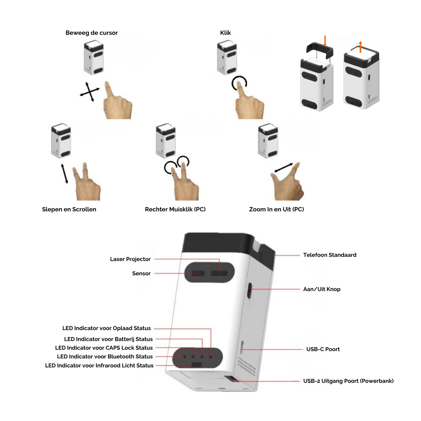 Futuristisch Laser Toetsenbord - Draadloze Projectie - MerchiGo - MerchiGo