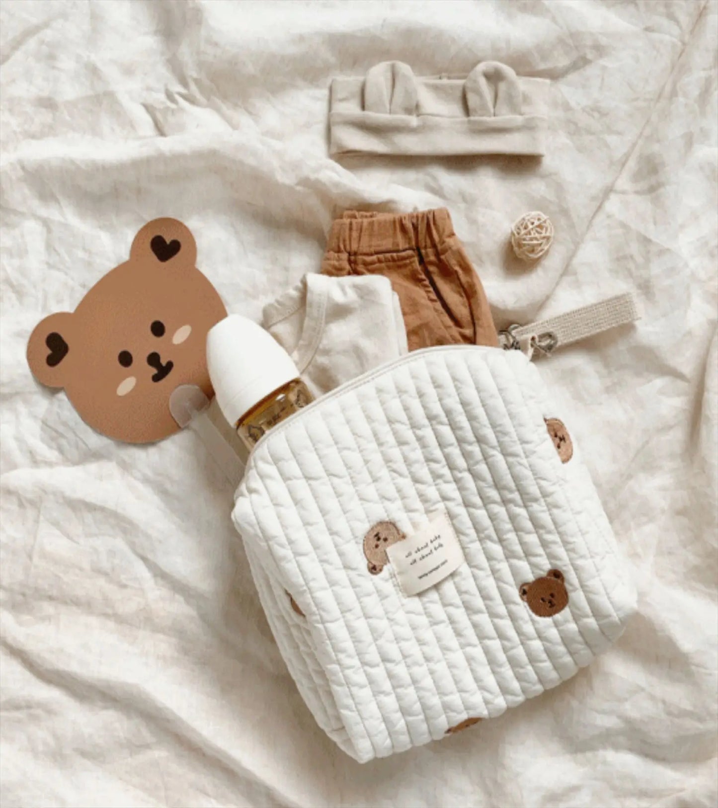 Ins Cotton Diaper Bag for Stroller Hanging Bag Baby Items Nappy Caddy Organizer Mommy Bag Zipper Cute Women Makeup Bag Kids
