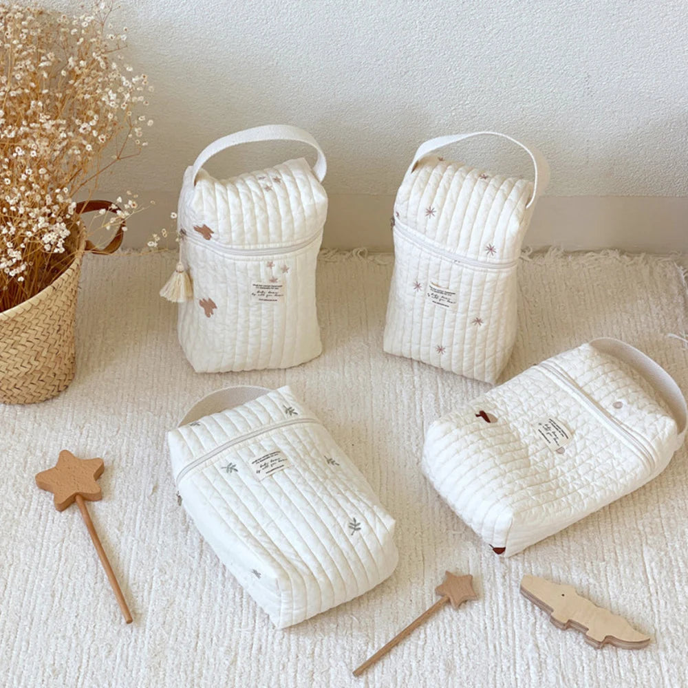 Baby Diaper Bag Reusable Embroidery Mommy Bag Caddy Organizer Bottle Nappy Storage for Newborn Baby Items Maternity Bag Handbags