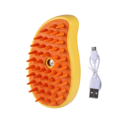 Cat Steam Brush Electric Spray Water Spray Kitten Pet Comb Soft Silicone Depilation Cats Bath Hair Brush Grooming Supplies 1Pc - MerchiGo - Yellow - MerchiGo