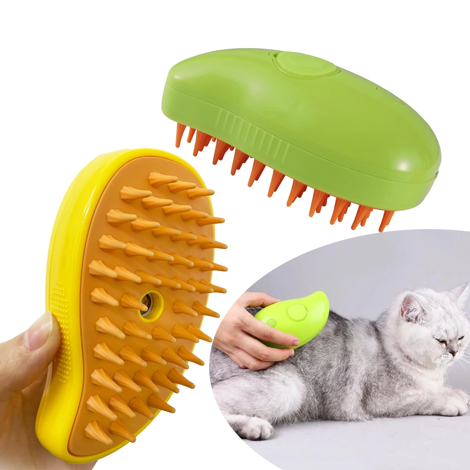 Cat Steam Brush Electric Spray Water Spray Kitten Pet Comb Soft Silicone Depilation Cats Bath Hair Brush Grooming Supplies 1Pc - MerchiGo - MerchiGo