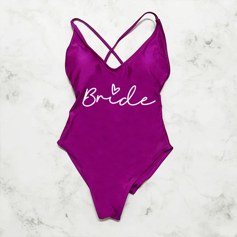 Bride Beach Bliss - Elegantie & Zon - MerchiGo - Paars Wit / L - MerchiGo