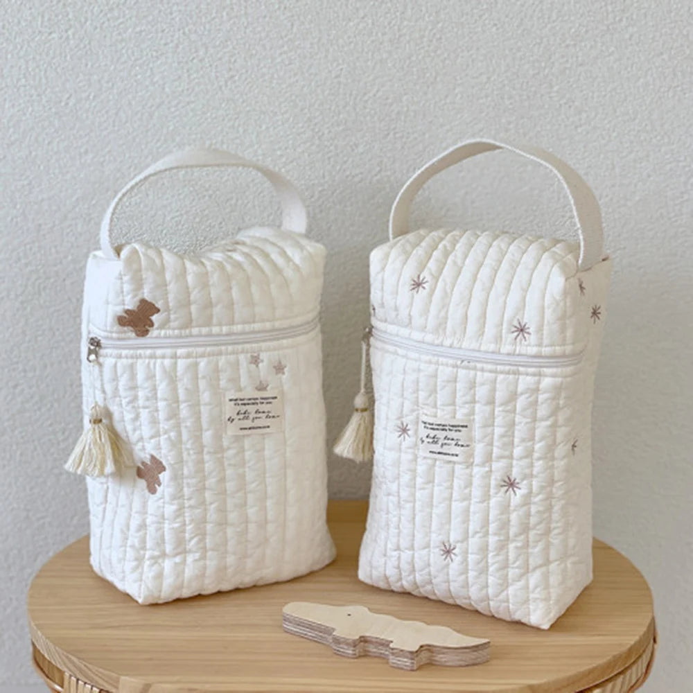 Baby Diaper Bag Reusable Embroidery Mommy Bag Caddy Organizer Bottle Nappy Storage for Newborn Baby Items Maternity Bag Handbags