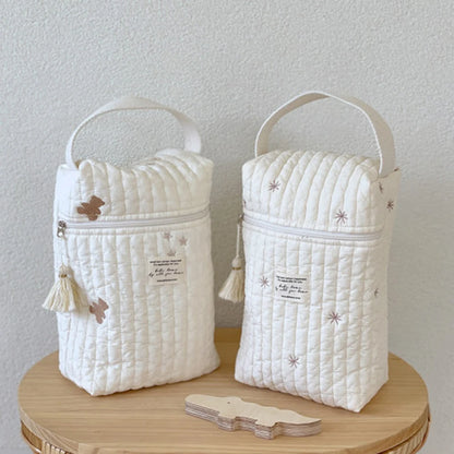 Baby Diaper Bag Reusable Embroidery Mommy Bag Caddy Organizer Bottle Nappy Storage for Newborn Baby Items Maternity Bag Handbags